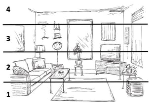 sketch of room to show different quadrants for color