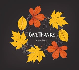 give thanks graphic with leaves