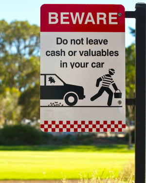 beware of theft sign