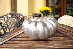 silver painted pumpkin